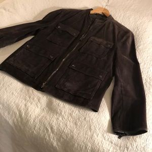 John Varvatos leather jacket. Med. charcoal